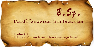 Balázsovics Szilveszter névjegykártya